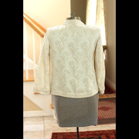 L'WREN SCOTT Madame Du Barry 2010 Off-White Floral Jacquard Jacket - Picture 3 of 6